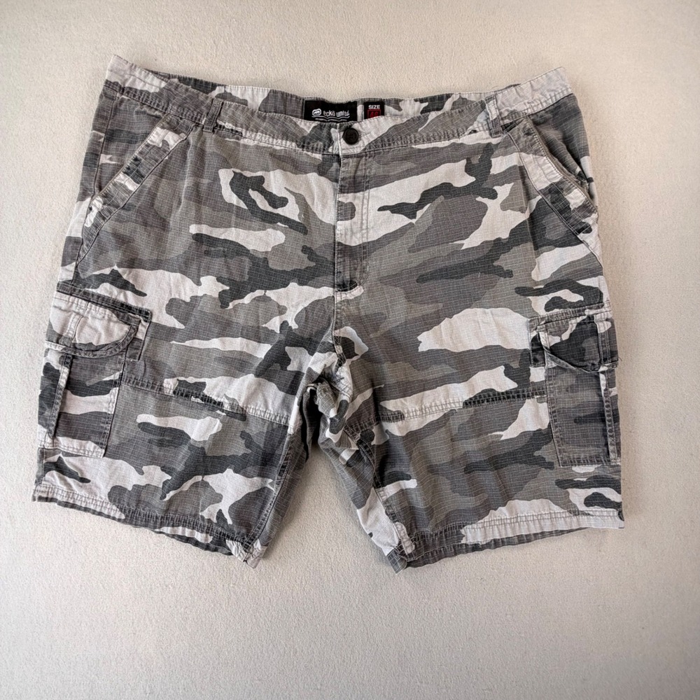 Ecko Unltd Mens 38 Grey Camo Ripstop Cargo Shorts Streetwear Skater Baggy
